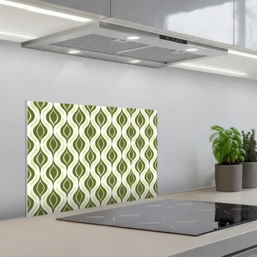 Patroon - Retro - Groen keuken achterwand spatscherm klein 900 -3d_schuin