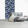Botanisch - Patroon - Blauw fotobehang vinyl groot 64 -slaapkamer