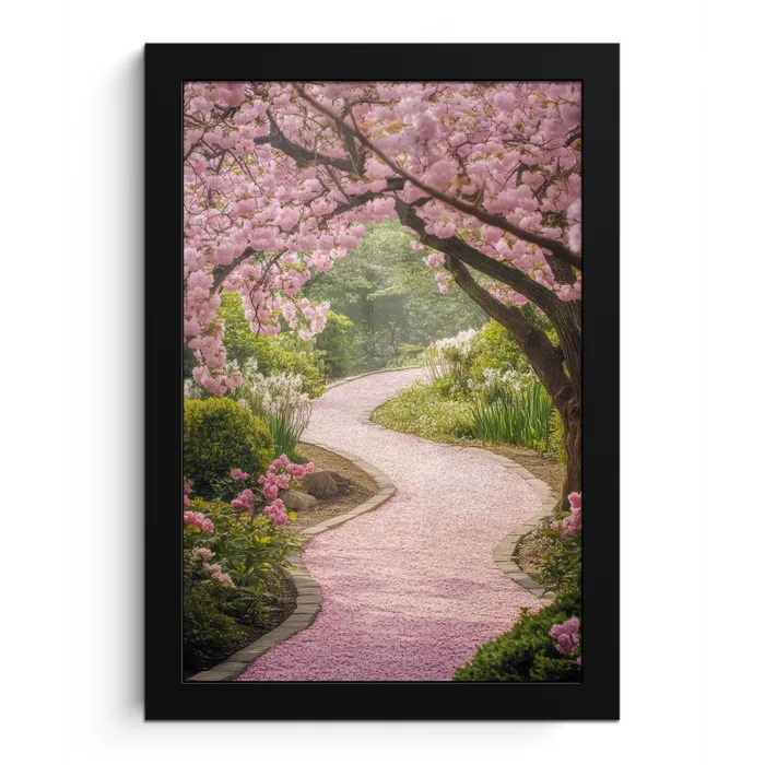 Kersenbloesem - Natuur - Sakura - Pad - Japanse tuin fotolijst zwart zonder passe partout klein -3d
