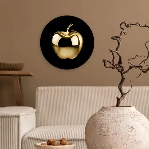 Appel - Goud - Chrome - Zwart Wandcirkel plexiglas klein -sfeer1