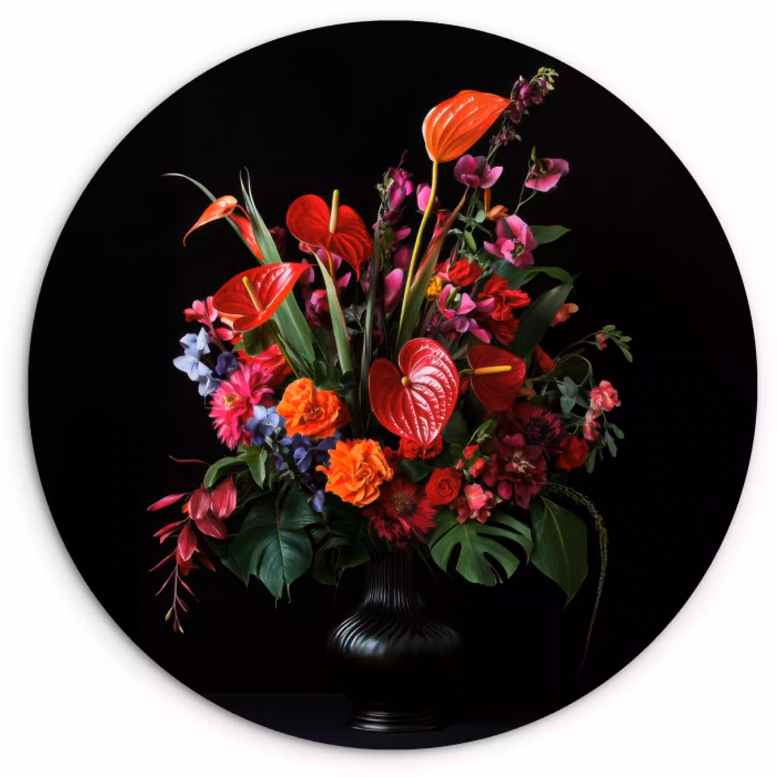 Bloemen - Boeket - Sierlijk Wandcirkel kunststof plaat 5mm dik klein -3d