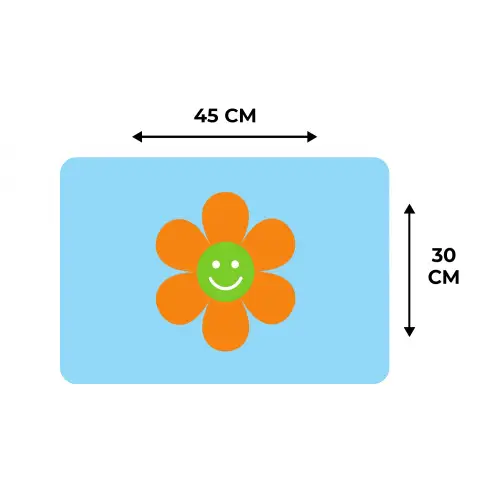 Bloem - Smiley - Kleurrijk Placemat vinyl groot -specs