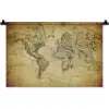 Wereldkaart - Vintage - Antiek - Bruin - Papier Wandkleed katoen klein -zz3d