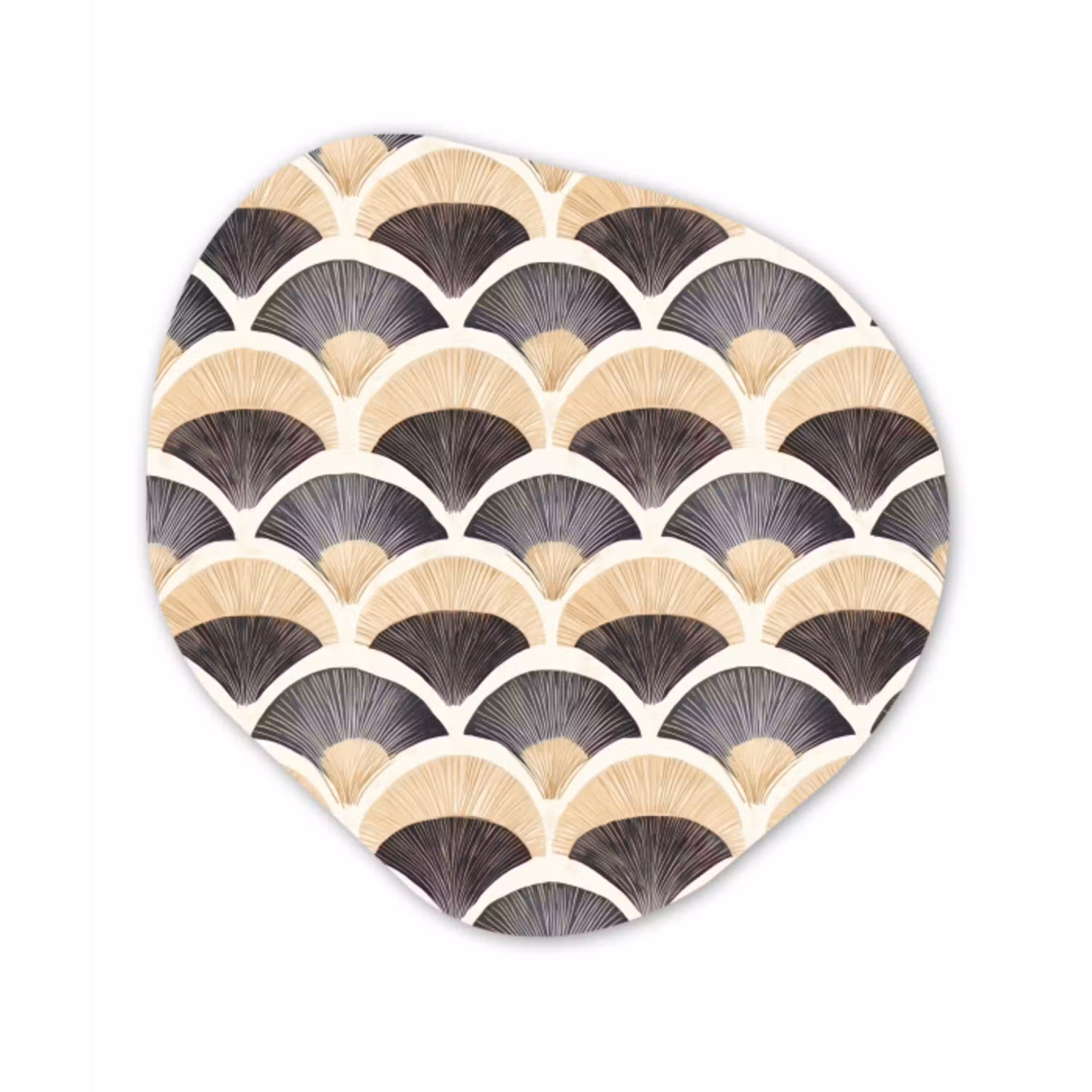 Waaier - Patroon - Zwart - Beige Wandcirkel Organisch Aluminium middel 851 -3d
