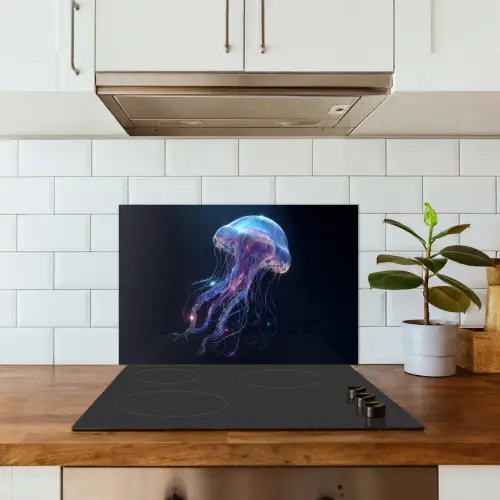 Tentakels - Kwal - Paars - Sprankeling keuken achterwand spatscherm klein -sfeer2