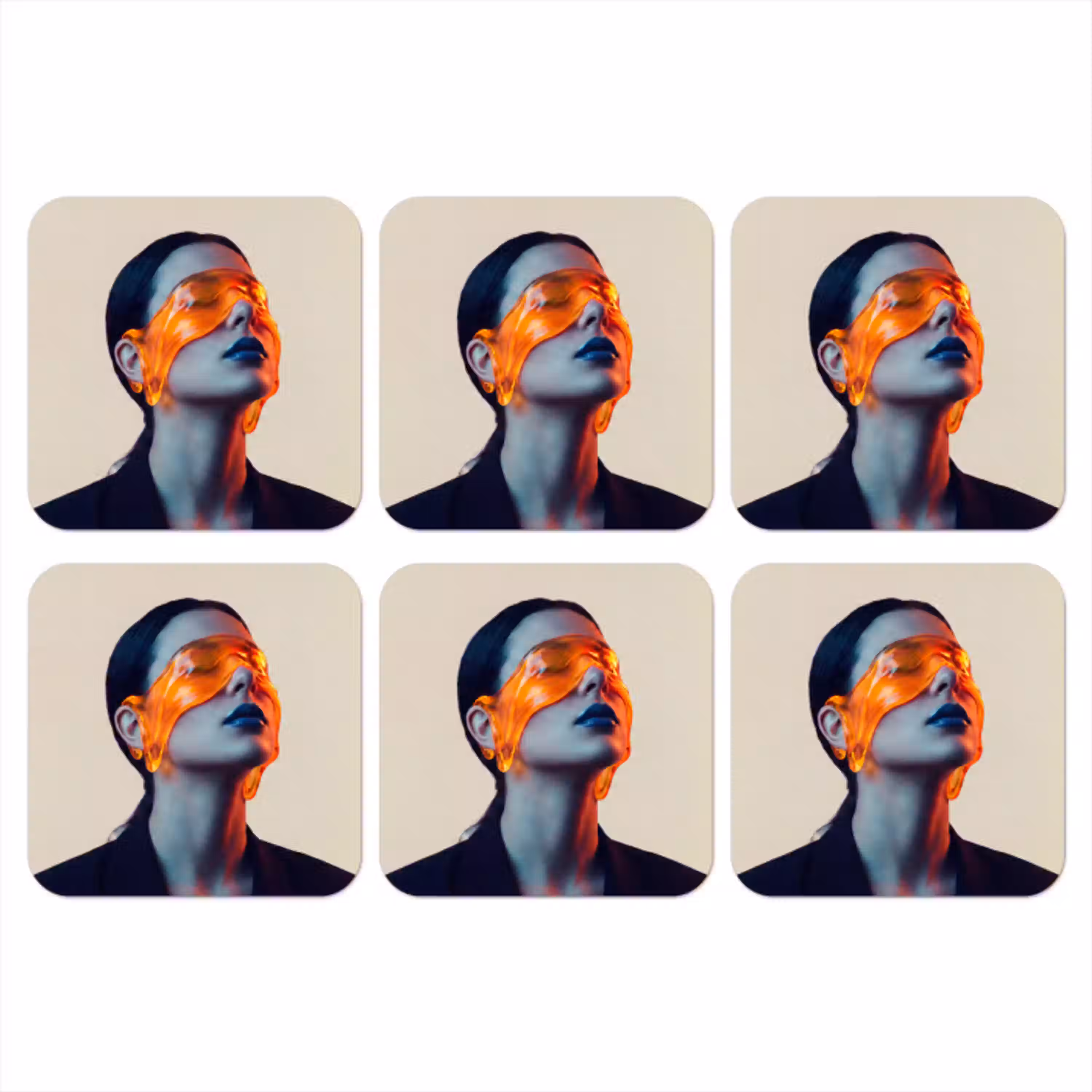 Vrouw - Oranje - Abstract - Modern - Kleurrijk onderzetter kurk middel -3d