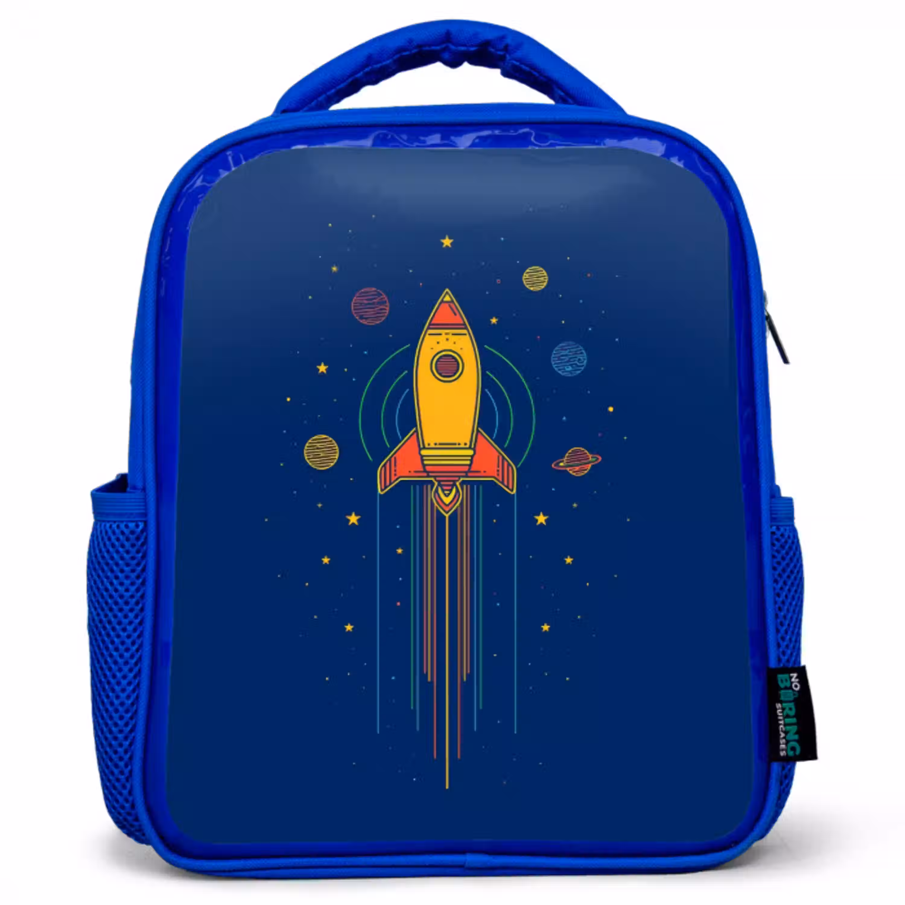Raket - Blauw - Sterren Kinderrugzak - Blauw middel -3d