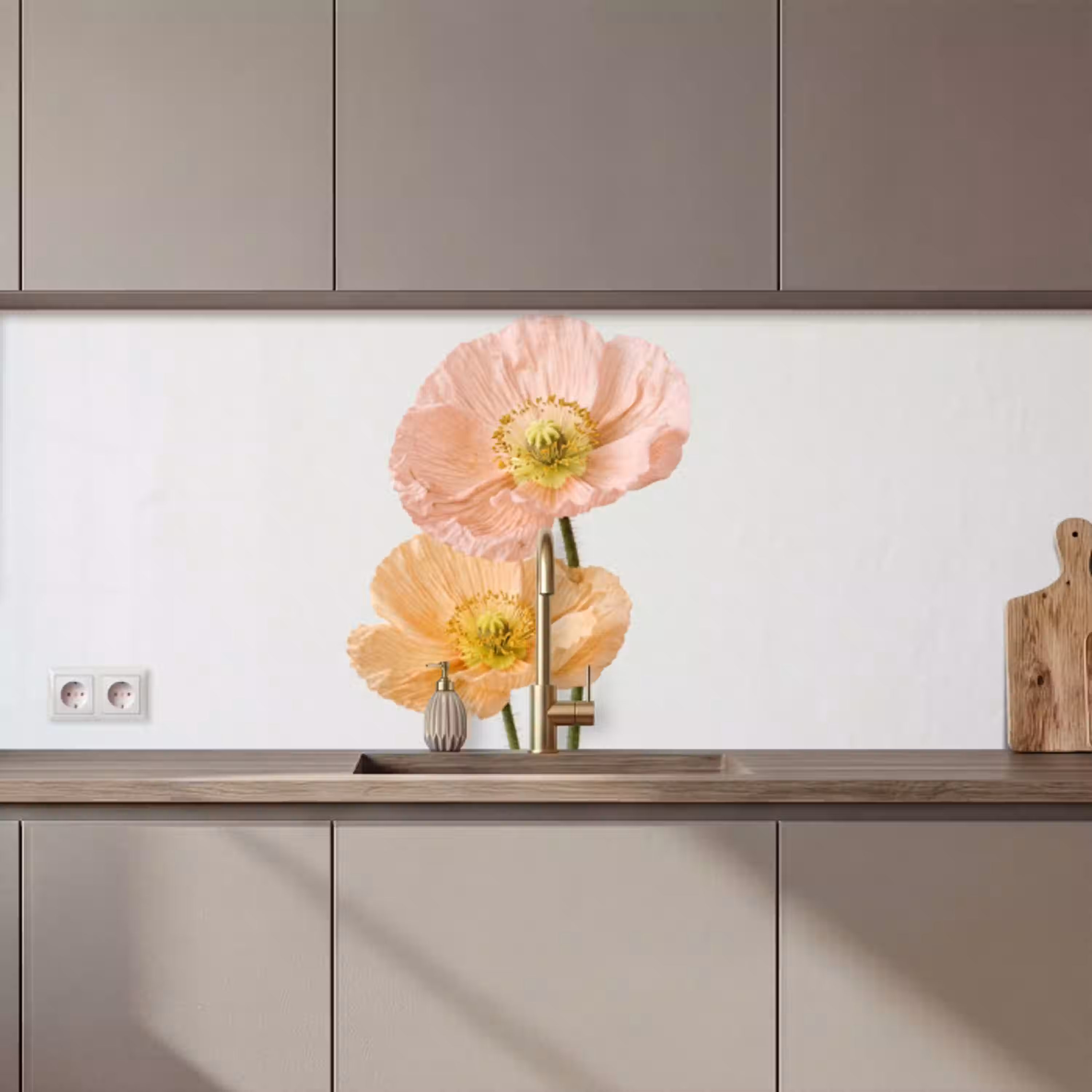 Papavers - Botanisch - Roze keuken achterwand 2 middel zz_3dshopping