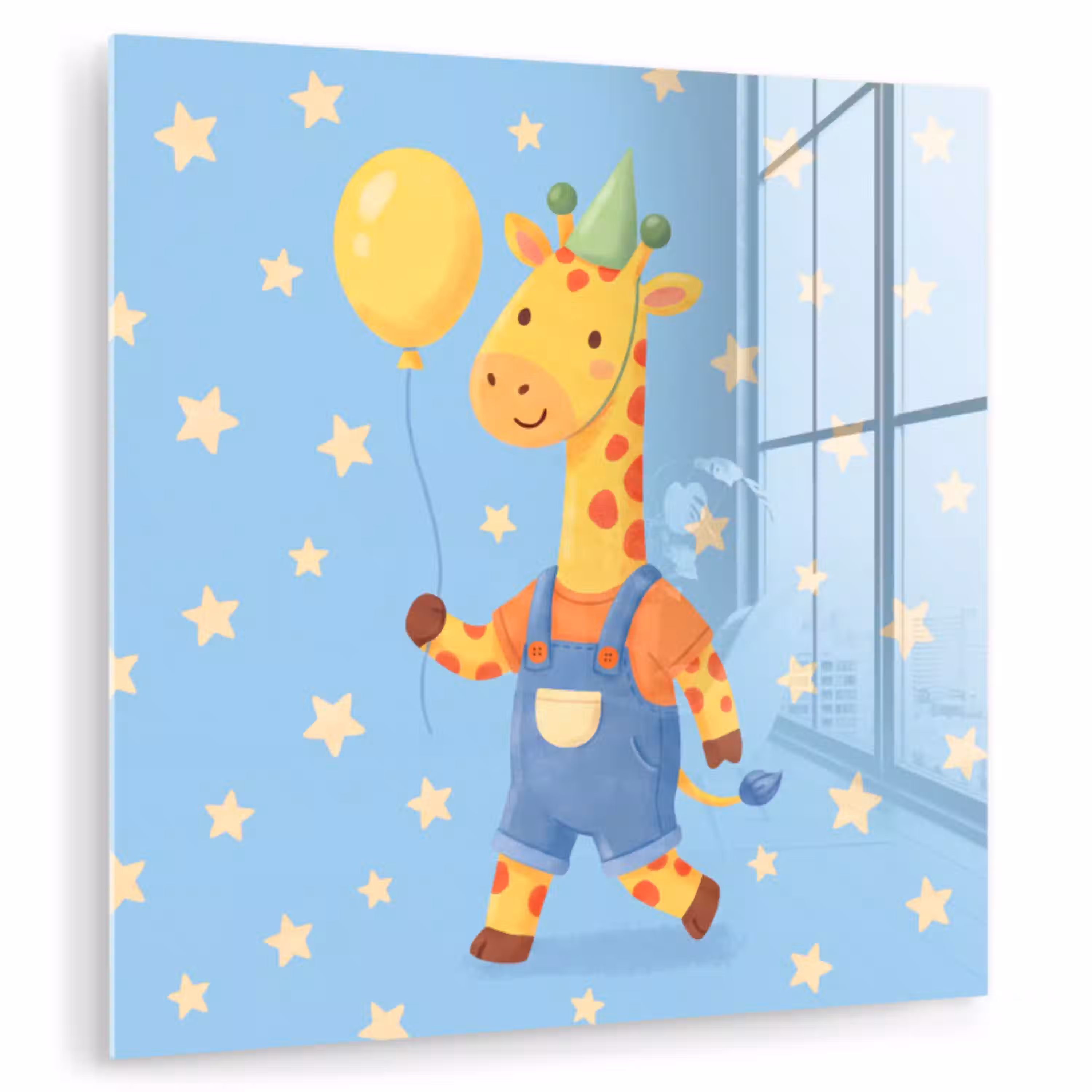 Dieren - Giraffe - Ballon - Feest - Kinderkamer plexiglas 5mm klein -zzzproduct_nieuw