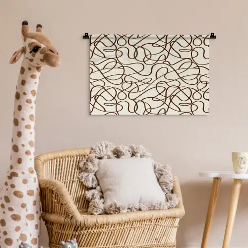 Beige - Lijnen - Donkerbruin Wandkleed katoen klein 269 -wsfeer5_kind
