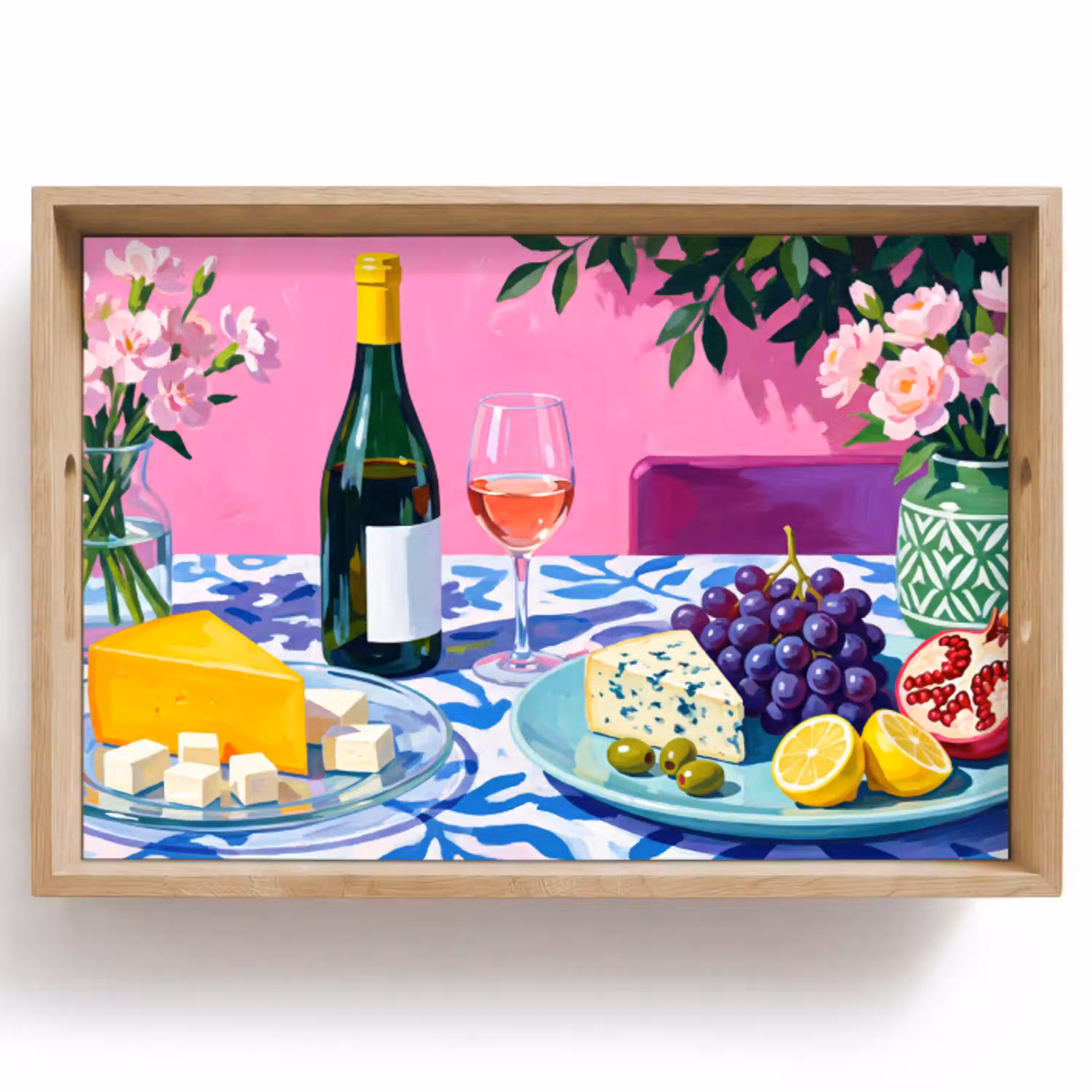 Eten - Wijn - Kleurrijk Dienblad Rechthoek middel -z3d_shopping