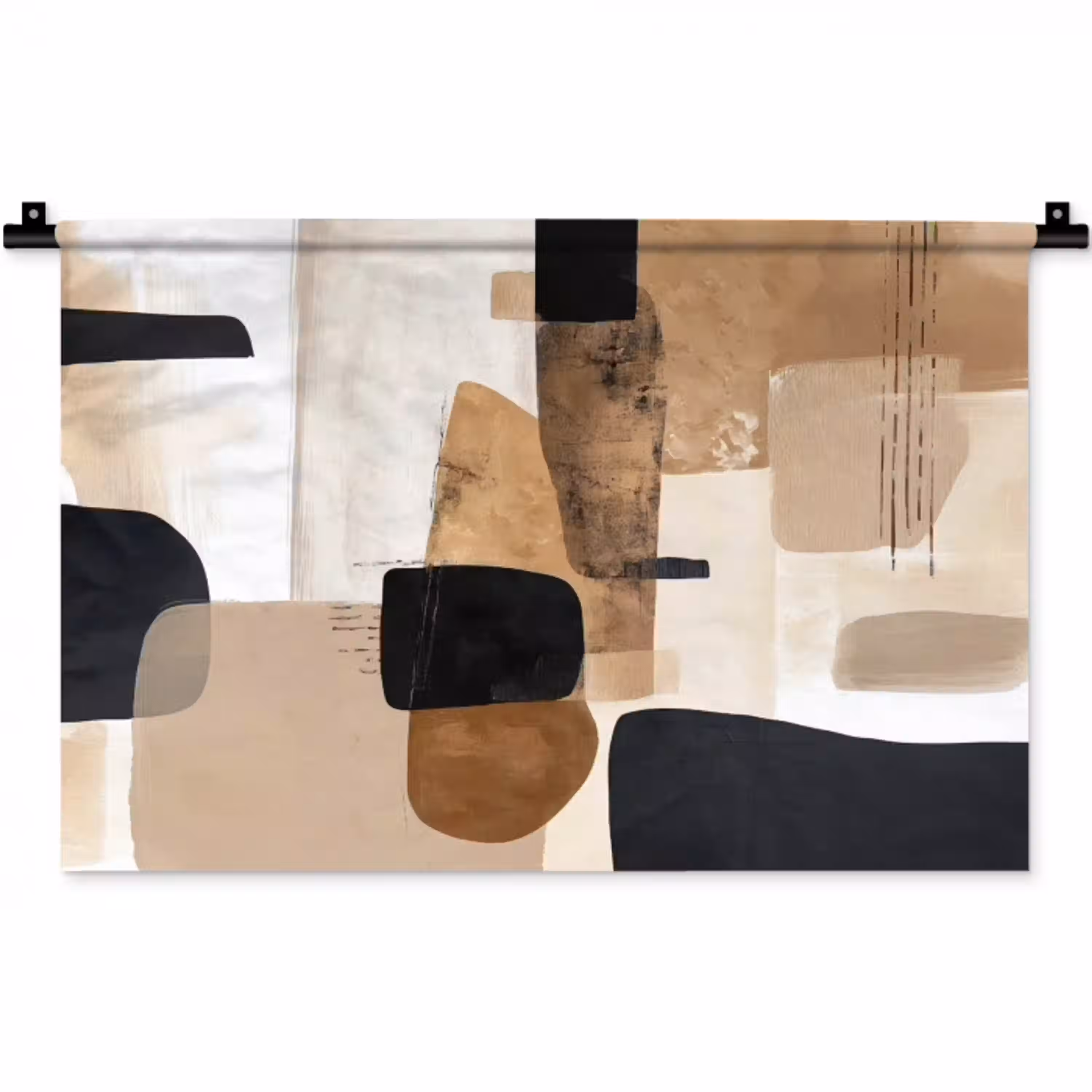 Vlakken - Abstract - Zwart - Strepen Wandkleed katoen klein -zz3d