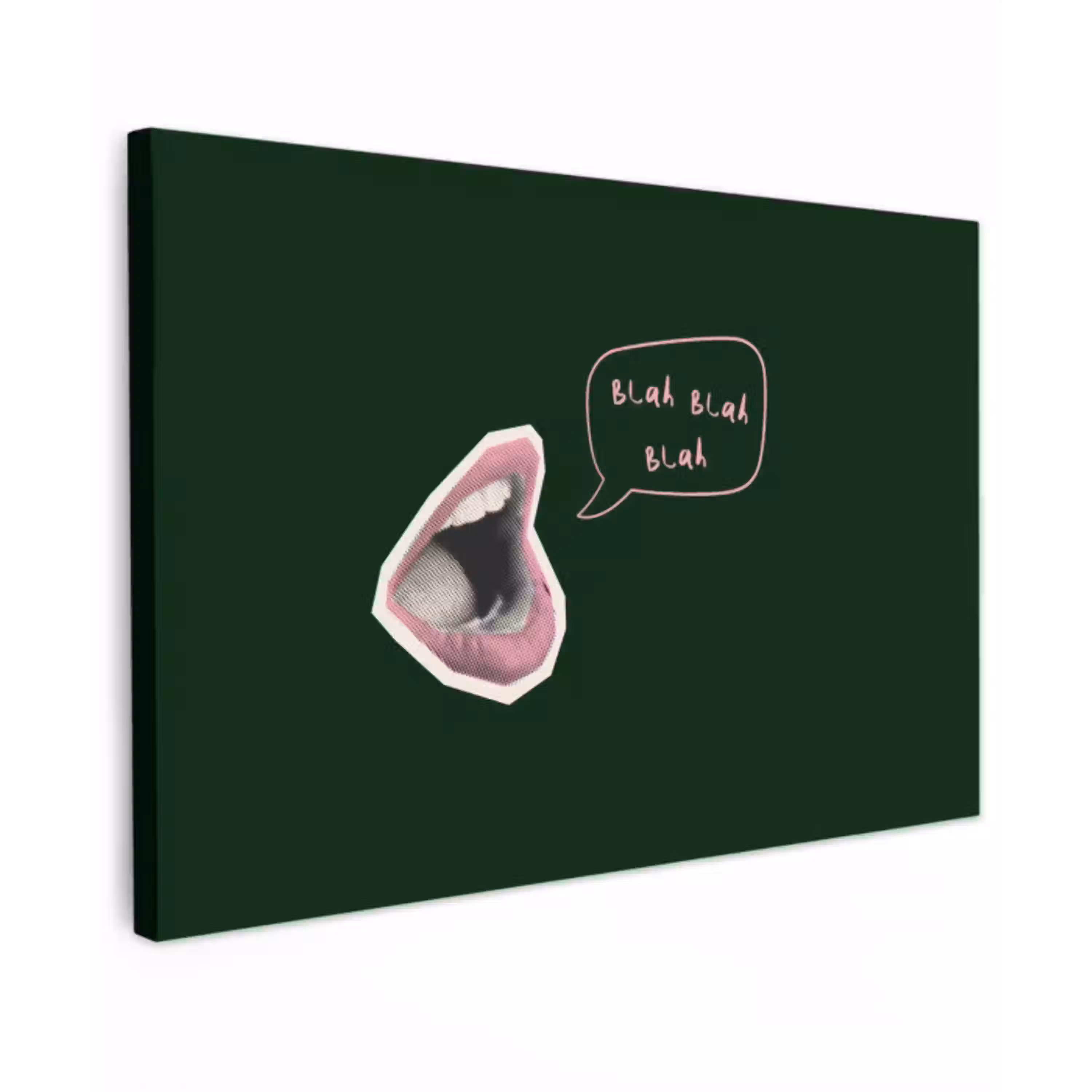 Illustratie - Mond - Donkergroen - Tekstwolkje canvas 2cm klein -z3d