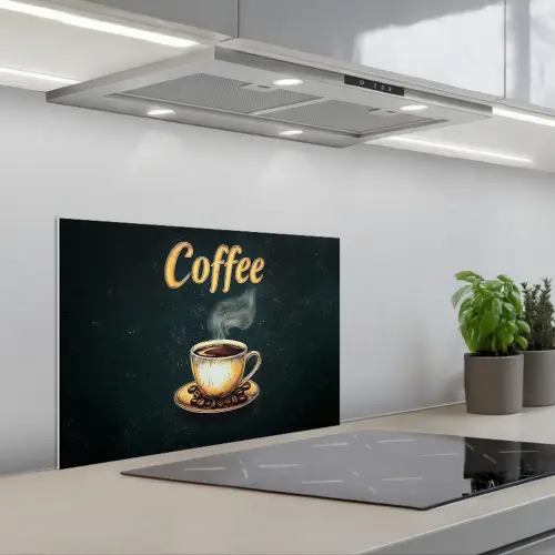 Koffie - Schotel - Koffiebonen - Retro keuken achterwand spatscherm klein -3d_schuin