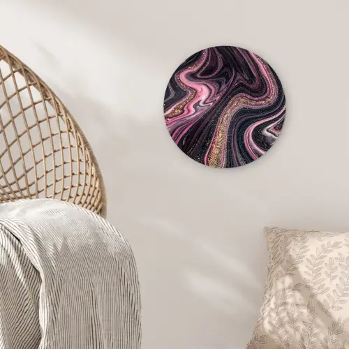 Marmerlook - Roze - Paars - Goud - Luxe - Marmer Wandcirkel kunststof plaat 5mm dik klein -sfeer5