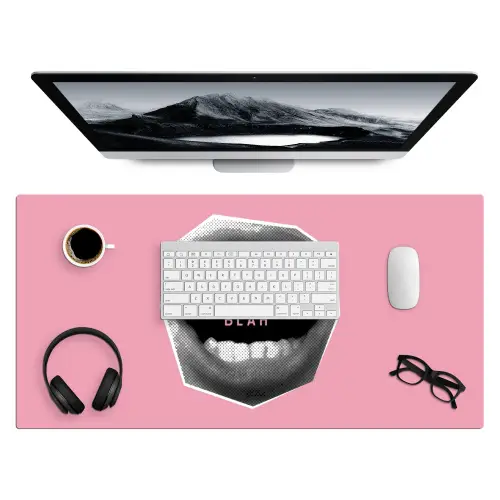 Mond - BLAH BLAH - Roze Muismat XXL klein -3d