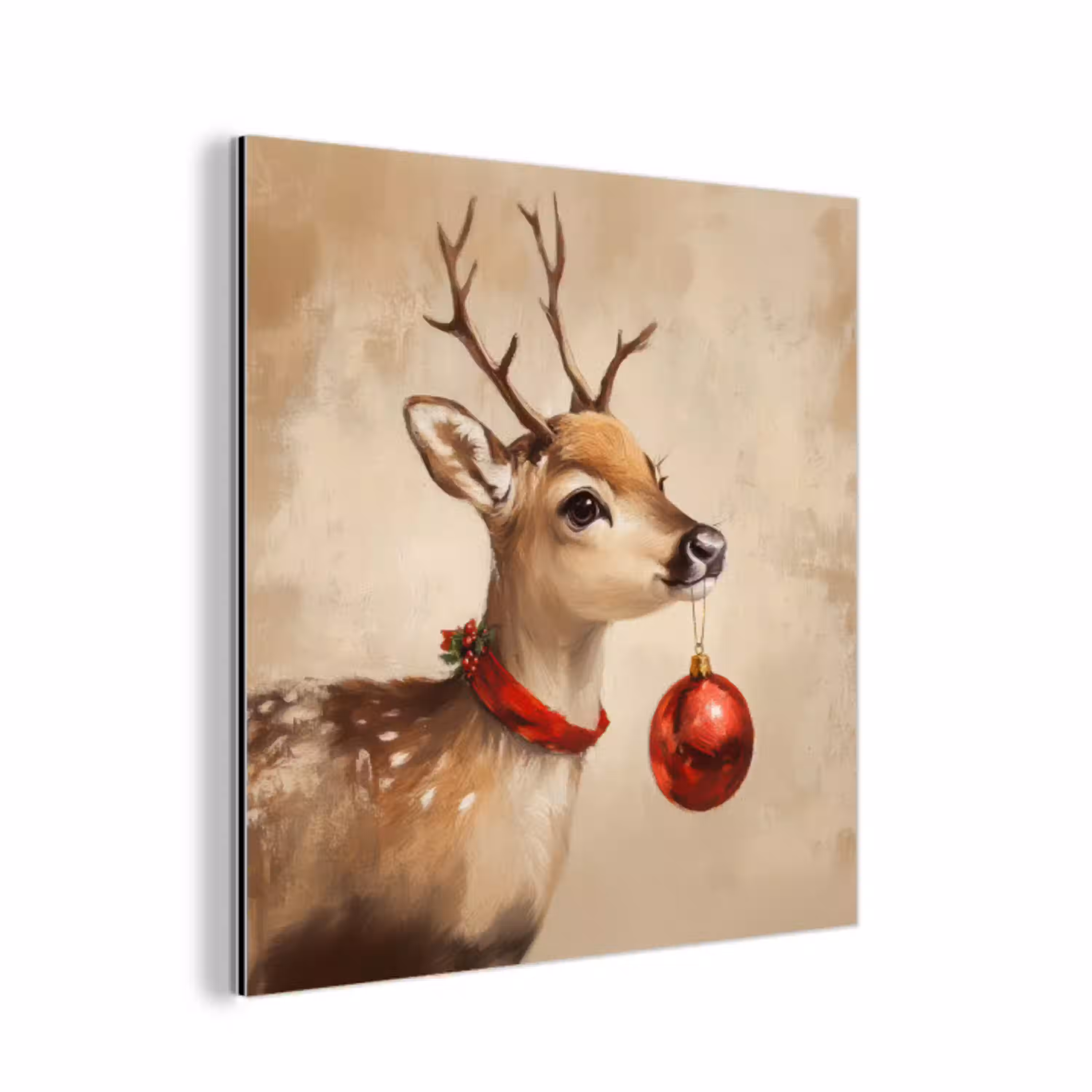 Kerst - Hert - Gewei - Kerstbal - Rendier aluminium wit klein -3d