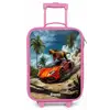 Rode sportauto met dino raast door tropisch strand Kinderkoffer - Roze klein -zz3dotto
