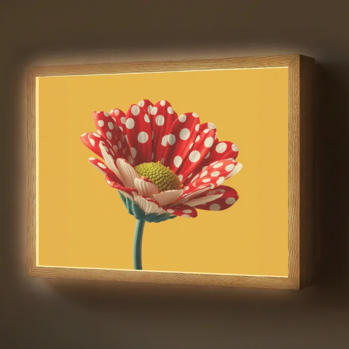 Bloem - Rood - Stippen Light Box met batterij (Wandlamp) middel -z3d_website
