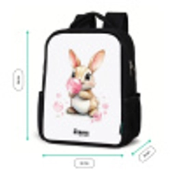 Bruin konijntje met roze bellen Rugzak - Zwart middel -productfoto_formaten
