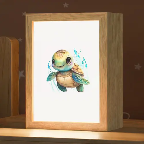 Schildpad - Waterverf - Kleuren - Dieren - Meisjes - Jongens Light Box met kabel klein -zzz_3d_website