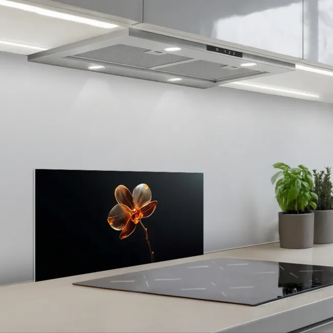Orchidee - Doorzichtig - Bloem keuken achterwand spatscherm klein -3d_schuin