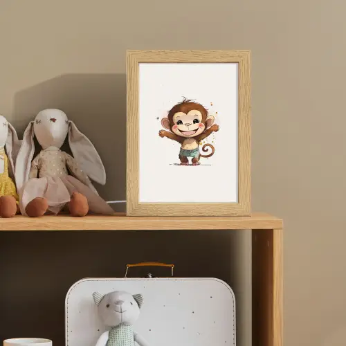 Aap - Bruin - Waterverf - Dieren - Meiden - Jongens Light Box met kabel klein -sfeer2_kind