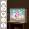 Unicorn - Meisjes - Bloemen - Regenboog - Eenhoorn Light Box met batterij (Wandlamp kind) middel -USP_websiteoverzichtNL