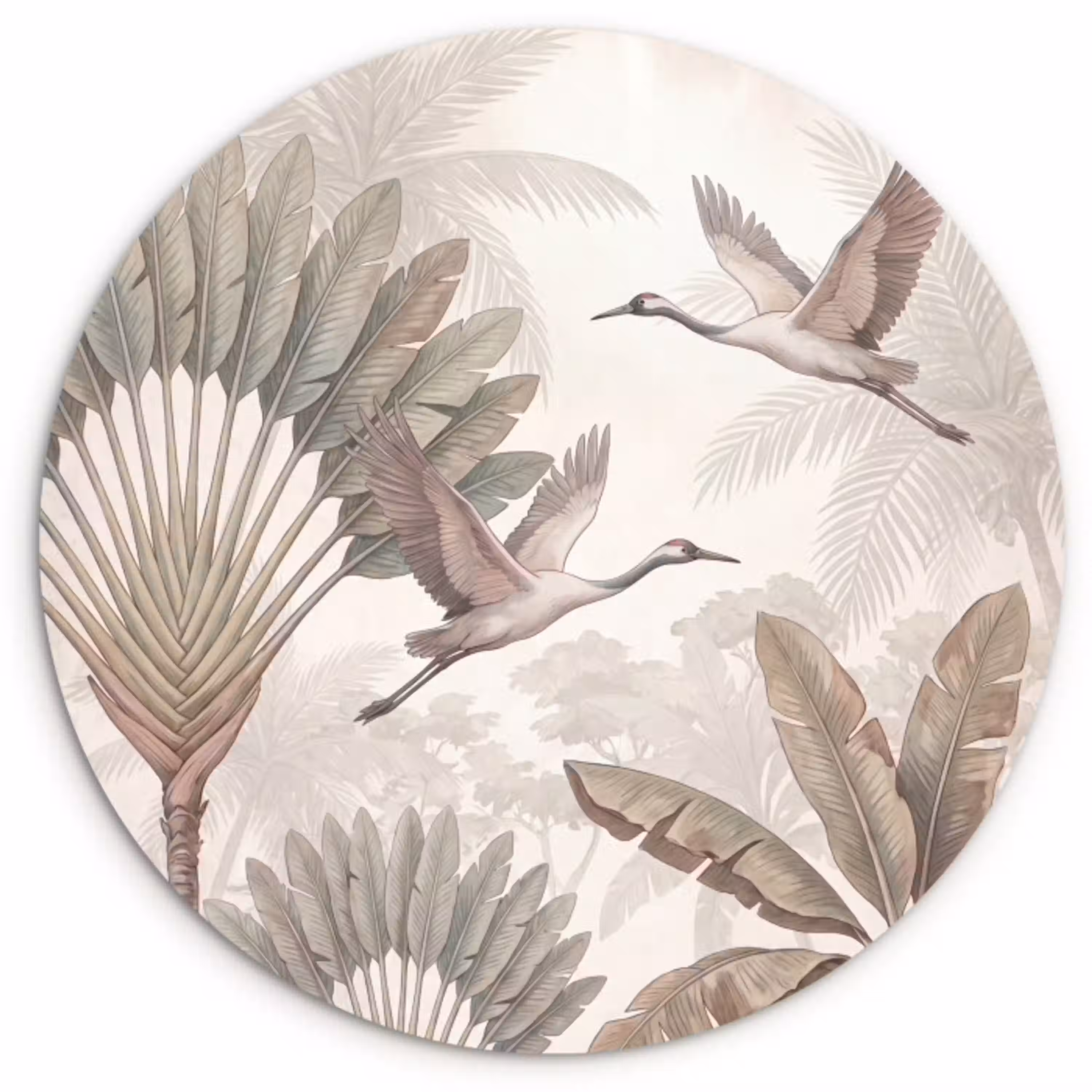 Vogel - Tropisch - Jungle - Natuur - Beige Wandcirkel kunststof plaat 5mm dik klein -3d