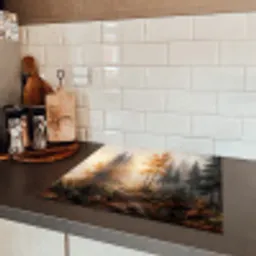 Bospad - Herfstbladeren - Natuur - Schilderachtig - Oranje Inductie beschermer vinyl 3mm middel -sfeer3