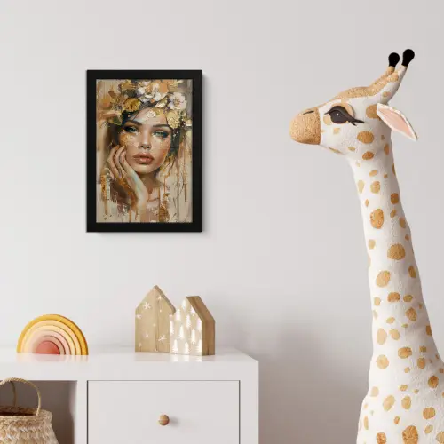 Vrouw - Bloemen  - Goud - Portret fotolijst zwart zonder passe partout klein -usfeer4_kinderkamer