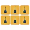Gitaar - Akoestisch - Geel - Minimalistisch onderzetter kurk middel -3d
