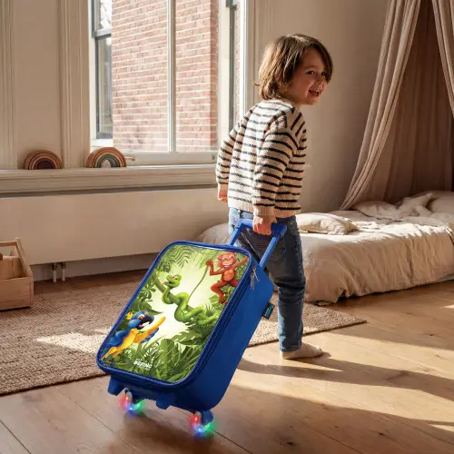 Dieren in de jungle Kinderkoffer - Blauw klein -sfeer1
