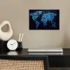 Wereldkaart - Waterstructuur - Blauw poster papier klein -sfeer1