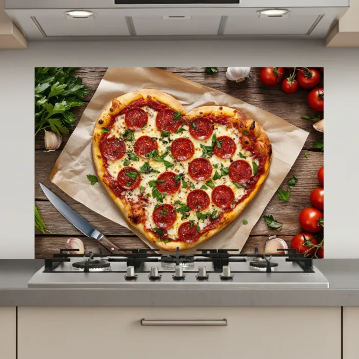 Pizza - Hart - Pepperoni - Tomaat keuken achterwand spatscherm klein -3d_website