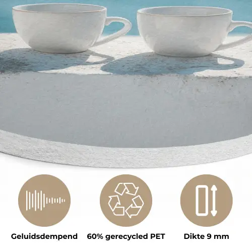 Zee - Koffiekopjes - Zomers Akoestische PET Vilt - Rond klein -closeup_NL