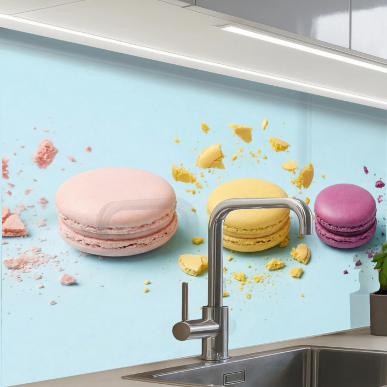 Macarons - Kleurrijk - Pastel keuken achterwand 2 middel -zzzz3d_schuin