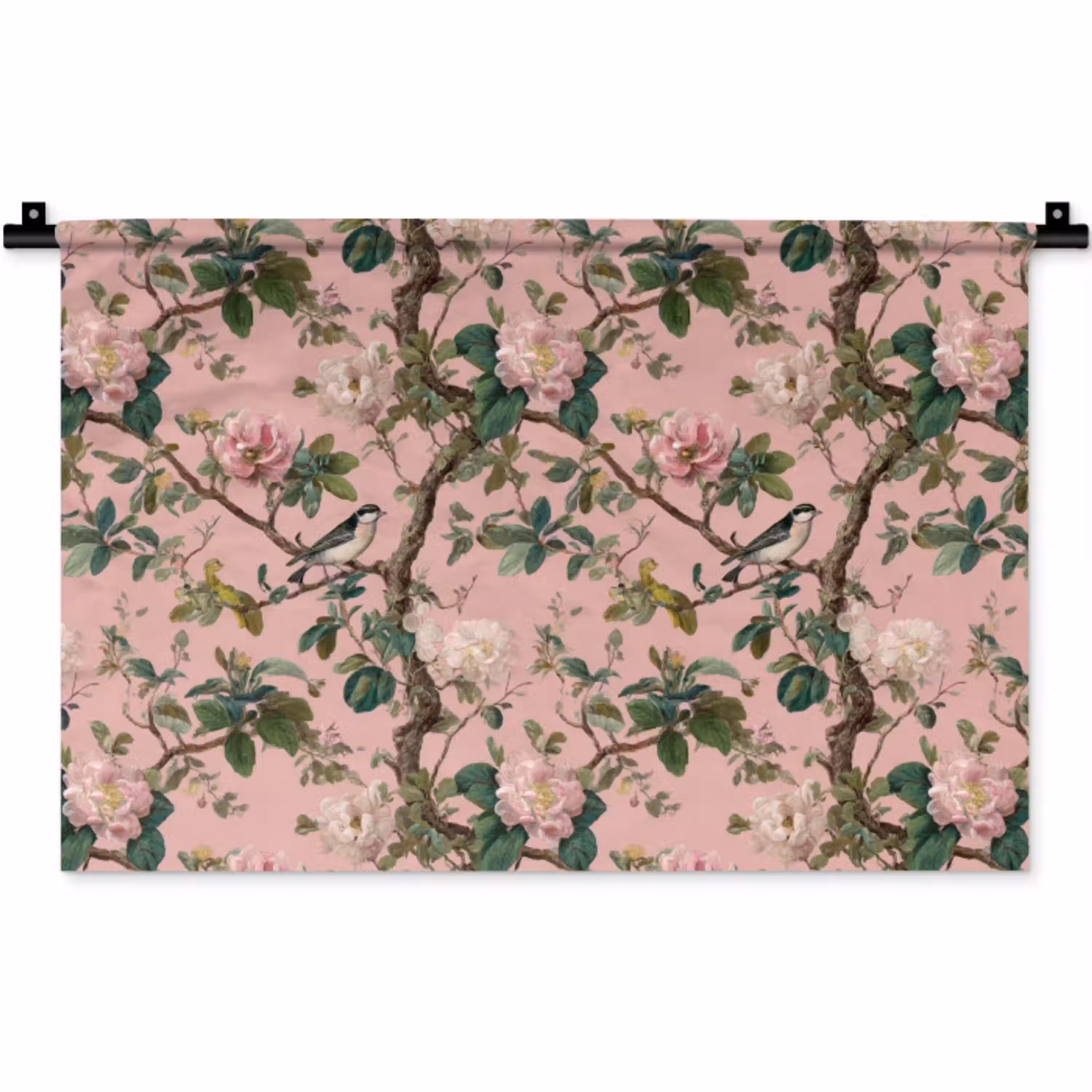 Pioenrozen - Botanisch - Vogel Wandkleed katoen klein 269 -zz3d