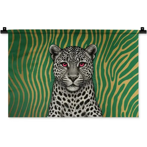 Panter - Zebrapatroon - Groen Wandkleed katoen klein -zz3d