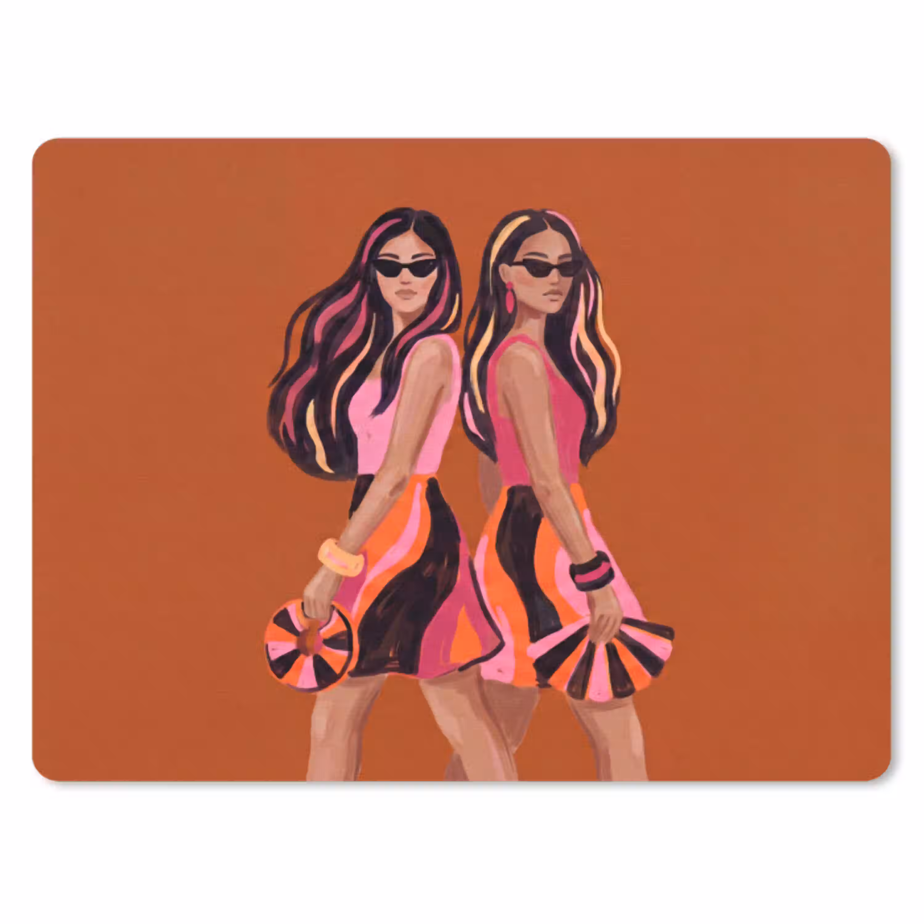 Mensen - Duo - Mode - Illustratie - Kleurrijk muismat rubber klein -3d