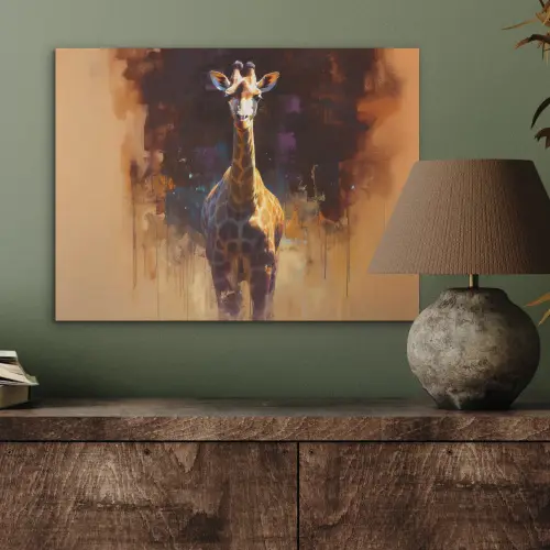 Giraf - Bruin - Abstract - Geschilderd PET vilt klein -sfeer2