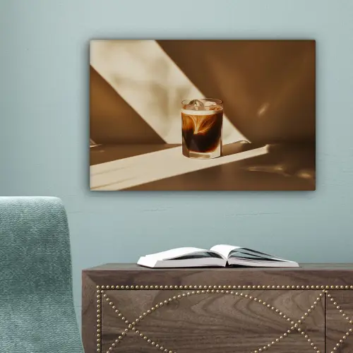 Glas - Ijskoffie - Schaduw - Bruin canvas 2cm klein -sfeer4