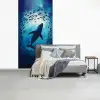 Walvis - Vissen - Donkerblauw fotobehang vinyl groot -slaapkamer