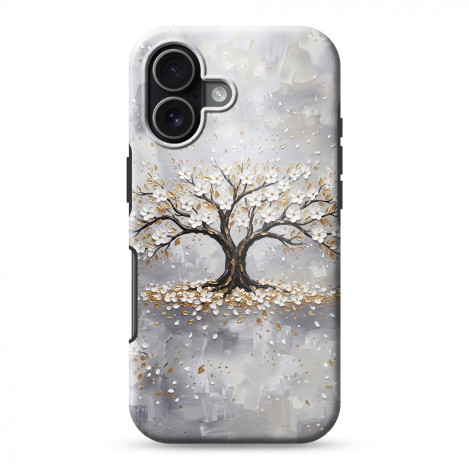 Boom - Bloemen - Natuur - Abstract - Wit Toughcase MagSafe Apple iPhone 17 klein -3d