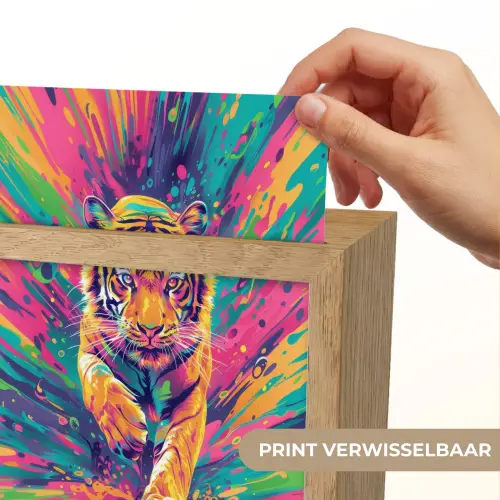 Tijger  - Wilde dieren - Kleurrijk - Verflook Light Box met kabel (Kinderlampje) klein -USP_websiteprintNL