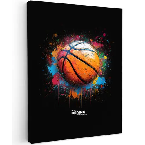 Oranje basketbal te midden van verfspetters canvas 2cm klein -z3d