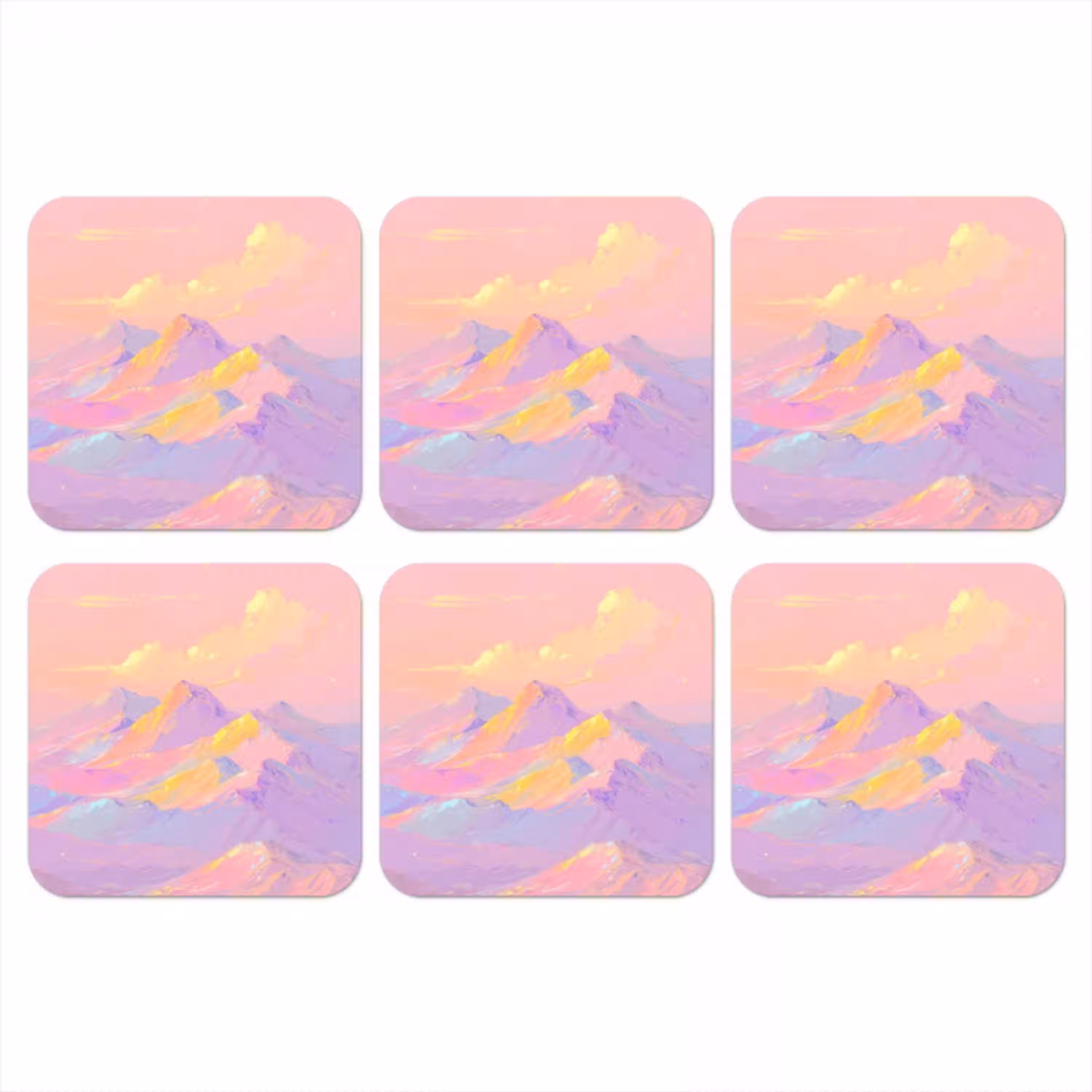 Bergtoppen - Wolken - Dromerig onderzetter kurk middel -3d