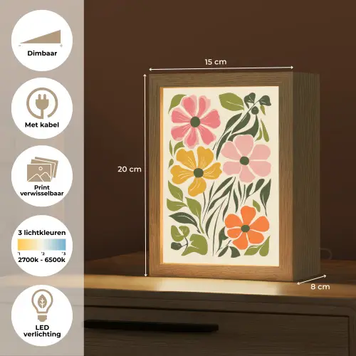 Bloemen - Speels - Kleurrijk Light Box met kabel (Wandlamp) klein -USP_websiteoverzichtNL