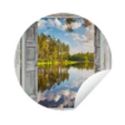 Water - Landschap - Raam - Doorkijk Wandcirkel tuinposter met ringen klein -3d