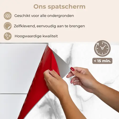 Marmer - Grijs - Wit - Abstract - Marmerlook keuken achterwand spatscherm klein -spatscherm_NL